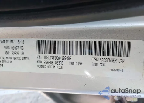 2010 Dodge Avenger Sxt из США, поврежденный, VIN 1B3CC4FB6AN180093